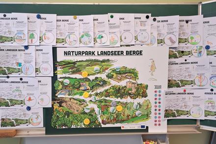 Naturpark Tafel mit Kinderzeichnungen